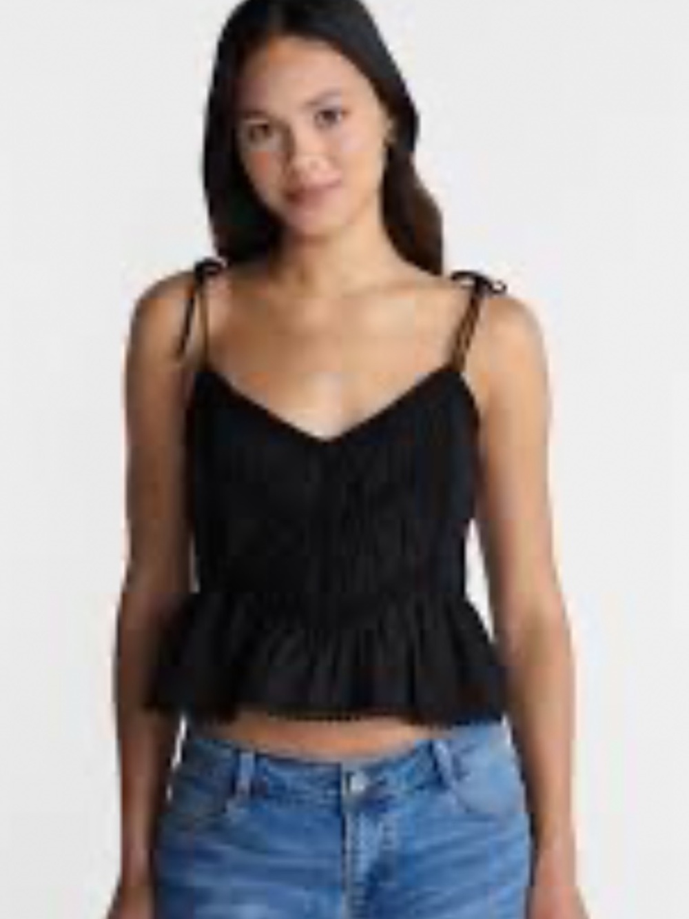 NWT No Boundaries Black Cotton Lace Trip Peplum Camisole Top